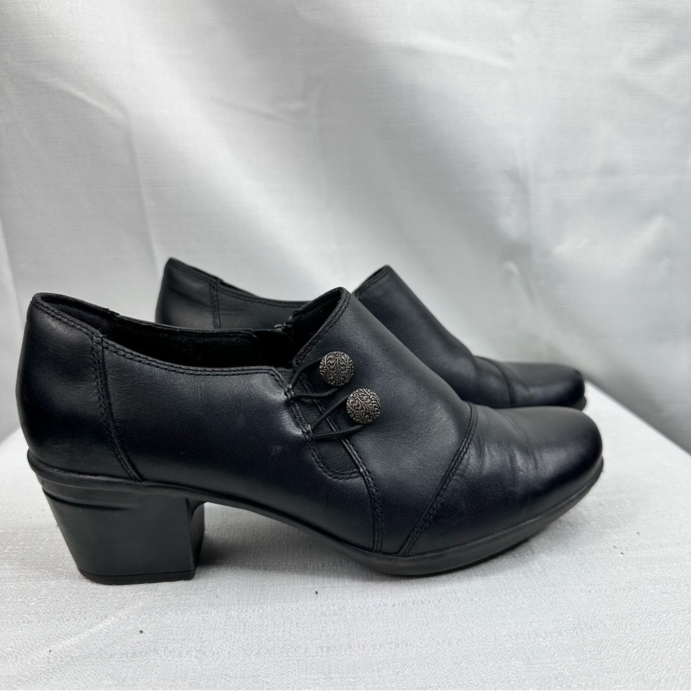 Clarks Collection Emslie Warren slip on loafer heel leather comfort fall bootie